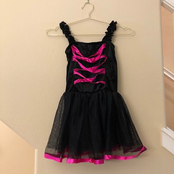 Rubie’s witch costume dress black crushed velvet pink ribbon trim *dress only* - Picture 1 of 5